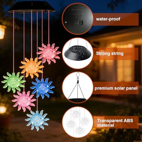 7-Color Light Changing Sun Solar Lights for Outside, Solar Lights - Image 3