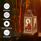 Solar Lantern Red Fox Floral Accents Vintage Art Nouveau Style Outdoor Waterproof Hanging Solar Light Outside Lights for Patio Yard House Lawn Decor Birthday Gifts for Women Mom - Image 5