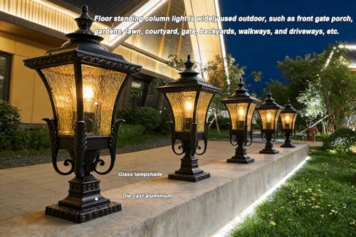 MADISH Outdoor Lamp Post Light, Landscape Path Lights IP65 Waterproof Bollard Lights, E26 Lamp Holder, Modern Outdoor Path Lights Bollard for Lawn, Patio, Courtyard, Driveway - Image 3