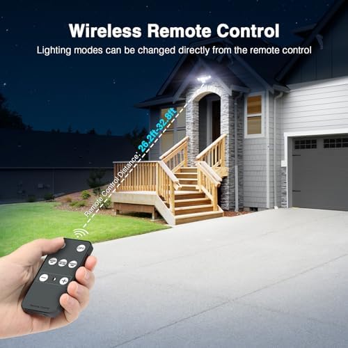 6000LM Solar Lights Outdoor Waterproof, 6 Heads Solar Flood Lights Outdoor with 2 Motion Sensor, 310 LED Motion Light with Remote Control for Yard Outside House Patio 3 Pack - Image 6
