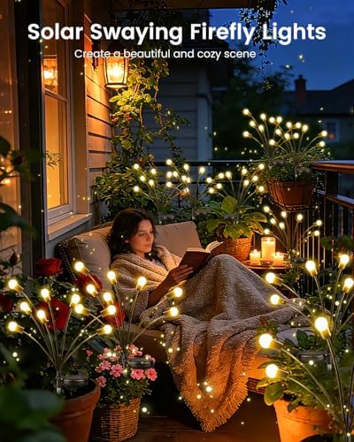 OZS 6 Pack 48 LED Solar Garden Lights, Solar Firefly Lights Outdoor - Image 4