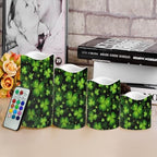 Green Leaf Pattern Flameless Candles LED Pillar Candles Battery Operated Candles with Remote and Timers Color Changing Electric Fake Plastic Candles St. Patrick's Day Decor - Image 4