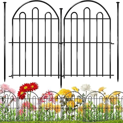 28ft in x 22in Decorative Garden Fence, 26 Pack Arched No Dig Animal Barrier Fence for Dog Rabbit, Garden Edging Border, Rustproof Metal Ground Stake Border for Outdoor Yard Patio Decor by Unknown