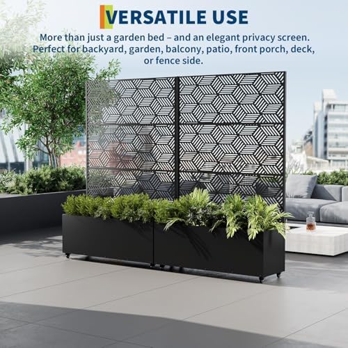 Garvee Metal Raised Garden Bed with Trellis and Wheels, 71"x47"x16" - Image 3
