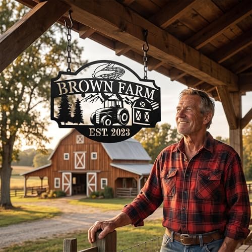 Custom Farmhouse Metal Sign | Personalized Last Name & Established Date Farm Scene Wall Art | Metal Farm Wall Art & Garden Decor | Unique Farmer Gift, Housewarming, or Ranch Decoration - Image 4