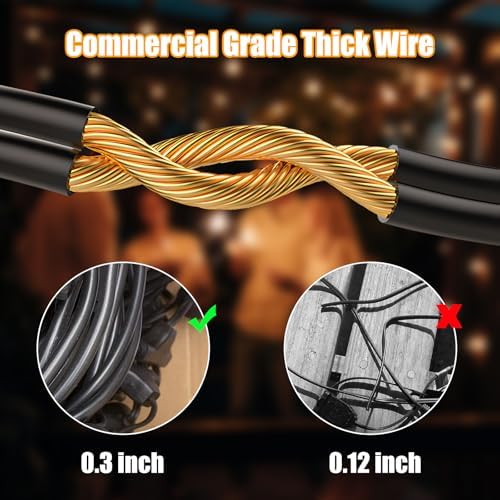 Outdoor String Lights 96FT(48×2), Commercial Grade Heavy Duty Patio Lights - Image 2