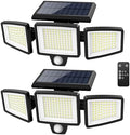 Tuffenough Solar Outdoor Lights 2500LM 210 LED Security Lights with Remote Control,3 Heads Motion Sensor Lights, IP65 Waterproof,270° Wide Angle Flood Wall Lights with 3 Modes(2 Packs) by SolarOutdoorLights