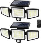 Tuffenough Solar Outdoor Lights 2500LM 210 LED Security Lights with Remote Control,3 Heads Motion Sensor Lights, IP65 Waterproof,270° Wide Angle Flood Wall Lights with 3 Modes(2 Packs) by SolarOutdoorLights