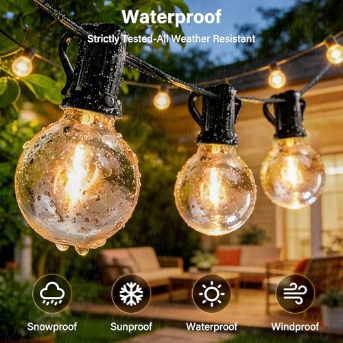50FT Outdoor String Lights with Remote, Waterproof Connectable Dimmable G40 Patio Lights with 20+1 Shatterproof Edison LED Bulbs Plug in, Hanging Light for Outside Backyard Deck Garage Decor - Image 4