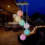 Changing Pink Ball Wind Chime Light Wind Mobile Outdoor Waterproof Garden Light for Patio Yard Decor - Image 3