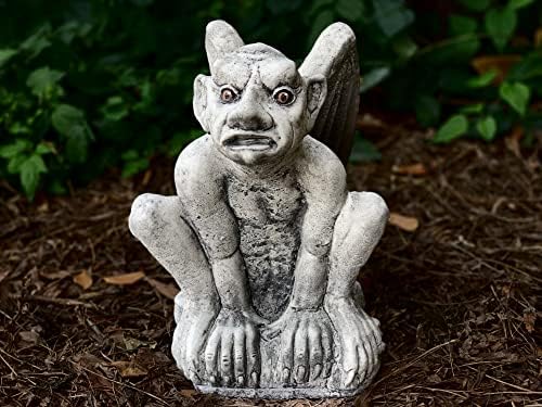 OLOMA Realistic guardian gargoyle statue Concrete gargoyle sculpture art Large gargoyle figurine Sitting gargoyle for garden Gothic outdoor decor Outdoor gargoyle figure Stone gargoyle - Image 3