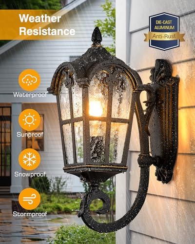 VIANIS Outdoor Lights for Porch, Black Dusk to Dawn Outside Lighting - Image 3