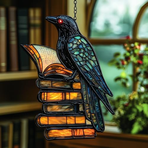 Raven and Books Acrylic Suncatcher by AVAGAN