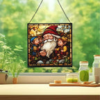 Gnome with Wisdom Sharing Stained Glass Suncatcher – Square Hanging Window Panel for Home, Garden, Nursery, Halloween, Christmas, Memorial Day – Whimsical Glass Art Gift for Gnome Lovers 8w975r - Image 2