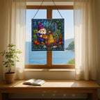 Berry Jam Gnome Stained Glass Suncatcher – Square Hanging Window Panel for Home or Greenhouse – Whimsical Glass Art Gift for Garden Lovers, Christmas, Halloween, Father Days uCi2nS - Image 6