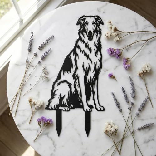 Dog Metal Garden Stake - Weatherproof Dog Silhouette Yard Art, Decorative Outdoor Sign for Lawn & Patio, Heartfelt Gift for Borzoi Lovers(Jump,14") - Image 4
