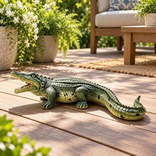 23in Crocodile Statue for Yard Decorations Outdoor, Garden Art & Patio by Guioiby
