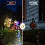 2 Pack Solar Watering Can Lights with Shepherd Hook, 8 Multi-Color Changing Modes, IP65 Waterproof, 60pcs String Lights for Outdoor Garden Pathway Lawn Patio Deck Walkway Courtyard - Image 3