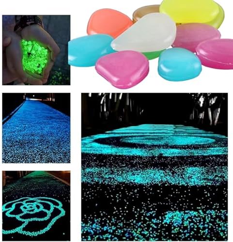 Colorful Glow-in-the-Dark Garden Stones, 500Pcs Solar Glow in the Dark Pebbles, Piedras Luminosas para Jardin,Outdoor Luminous Stones for Garden Path Walkway Yard Fish Tank Plant Pots (Dark Blue) - Image 4