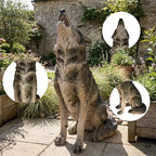 Large Howling Wolf Resin Statue - 17.9" L x 29.7" H Realistic Alpha Wolf Sculpture, Weatherproof Outdoor Garden Decor for Patio, Lawn & Yard, Wildlife Art Gift for Nature Lovers - Image 3