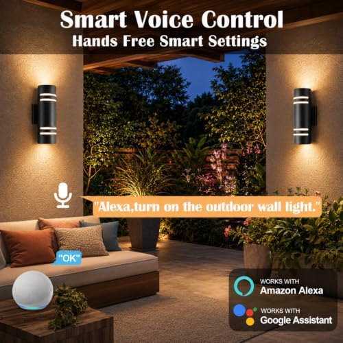 wowlite Outdoor Wall Lights, 2 Pack, Smart RGB+CW Up Down Sconce for Porch - Image 4