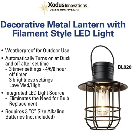 Xodus Battery Operated Outdoor LED Edison Lantern, 8-inch - Image 6