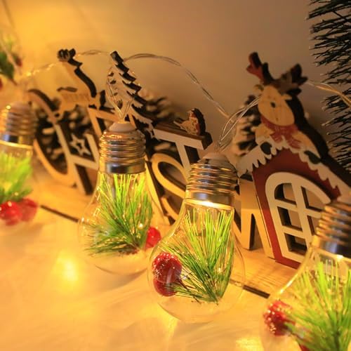 CAKERS Christmas Tree Decor Hanging String Lights|Creative PVC Clear Light Bulb Modeling Led Copper Wire Lights for Party Wedding Birthday Decor,D,3m(9.8ft)-20LED-USB - Image 3