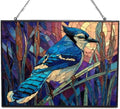 Customized Rectangle Mosaic Blue Jay On Cattail Stained Glass Window Hanging Suncatcher Stained Glass Home Decor Garden Halloween Christmas Party Wedding Housewarming Gifts by HYPESTYLE