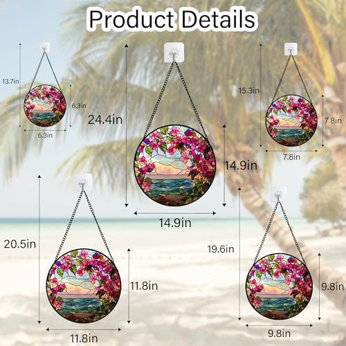 Stained Glass Window Hanging Flower Lake Suncatcher Gifts for Women 12" - Image 6