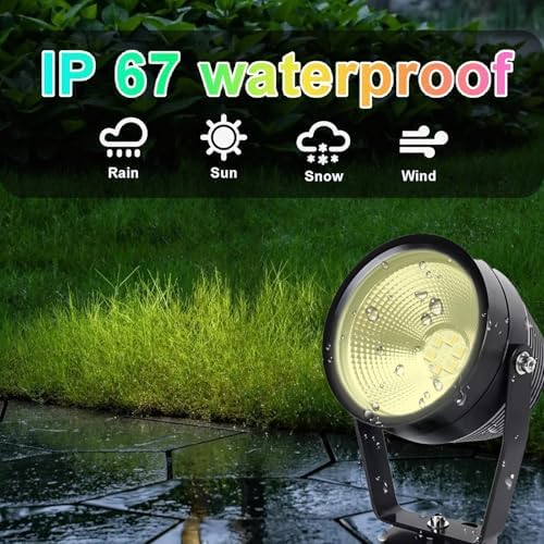 RGBW Outdoor Landscape Spotlight, IP67 Waterproof LED Garden Light with Remote Control, 16 Colors & 4 Dynamic Modes, Dimmable 270° Adjustable Yard Spot Light for Tree, Patio, Holiday Decor (Black) - Image 3