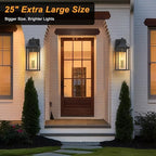 25IN Dusk to Dawn Outdoor Light, 3-E12 Base Wall Sconce for Porch - Image 2