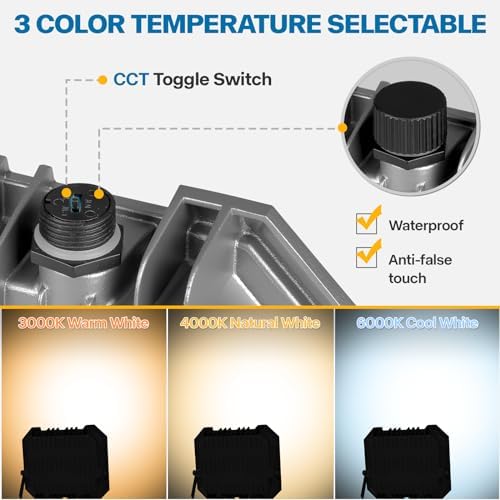 Leddictive 2 Pack 100W LED Flood Lights Outdoor, 3CCT Outside Work Light - Image 3