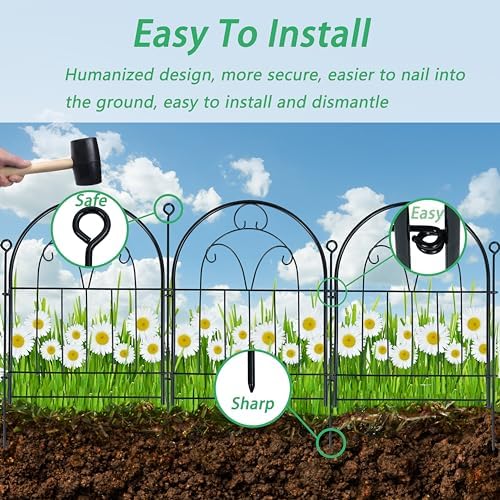 Decorative Garden Fence 17in(H) x 10ft(L), Rustproof Metal Animal Barrier - Image 4