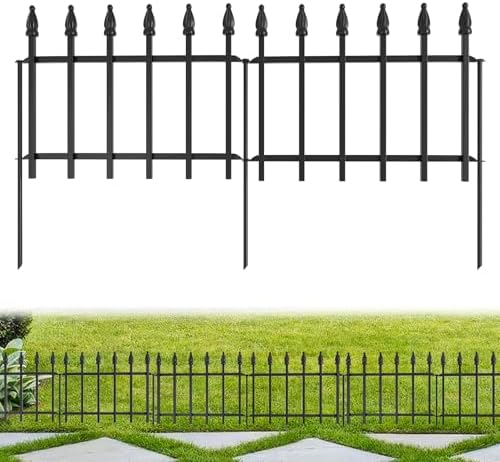 Decorative Garden Fence 10ft (L) x 19in (H) - 7 Panels Heavy Duty Garden Fencing Animal Barrier Rustproof Metal Fence Border for Outdoor Yard & Flower Bed Decor by LATIHUUM