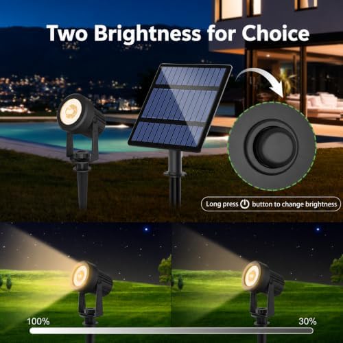 Solar Spotlights Outdoor Waterproof, Warm White Landscape Lights - Image 7