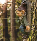 Gnome Statue Tree Face Garden Decorative,Elf Out The Door Tree Hugger - Image 2