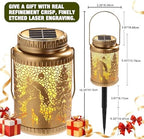 Cooo 4 Pack Solar Lanterns Outdoor Waterproof Bigfoot Sasquatch Christmas Trees Solar Pathway Lights Landscape Path Christmas Gifts for Women Mom Grandma for Outdoor Table Lamps Garden Yard Decor-Gold - Image 2