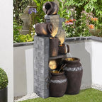 Outdoor Water Fountain 31.5" H Floor-Standing Cascading Garden Fountains, 6-Tiers Indoor/Outdoor Water Fountain with LED Lights for Garden Patio Backyard and Home - Image 4