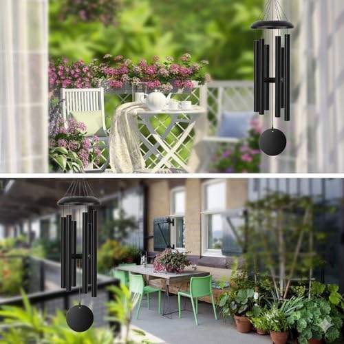 Wind Chimes for Outside Deep Tone, 38" Large WindChimes with 6 Tubes, 100% Rustproof Aluminum, Memorial Gift or Garden Patio Porch and Outdoor Décor(Black) - Image 7