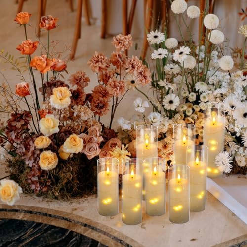 YOROXRG 24 Pack Christmas Decoration Flickering Flameless Candles,Battery Operated Candles,LED String Lights LED Candles for New Year, Home Decor, Parties,Wedding(D2.2 xH 5" 6" 7") (White) - Image 2