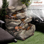 Alpine Corporation WIN734 31" Outdoor 6-Tier Rainforest Waterfall Fountain with LED Lights – Cascading Water Feature for Patio, Backyard, and Garden Décor, Gray - Image 5