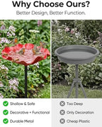 Bee Watering Station Metal Flower Garden Stakes Bird Bath Bowl Decorative Decor Mini Flowers Handmade Stake & Pollinator Water Baths for Outdoor Features Outside Grace on Feeder Birdbath - Image 6