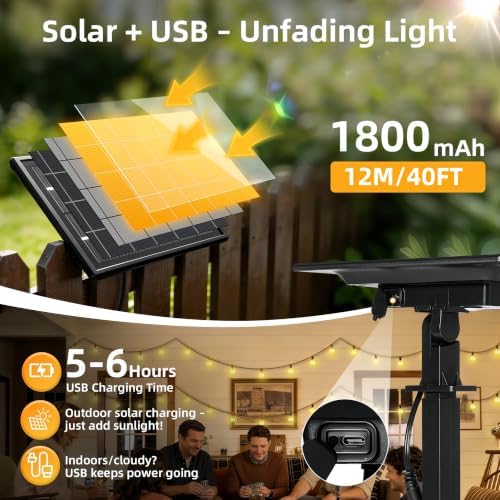 Solar Lights Outdoor Patio Lights 40FT G40 Waterproof Dimmable - Image 3