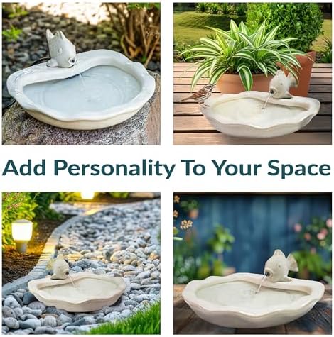 Sunnydaze 7" Fish Spout Tabletop Water Fountain, Ceramic, White - Image 4