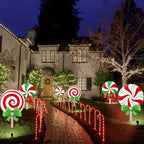 Drydiet 3 Pack Metal Christmas Yard Signs Decor Xmas Yard Stakes Outdoor with Stakes for Holiday Outdoor Garden Lawn Pathway Decoration(Candy) - Image 4
