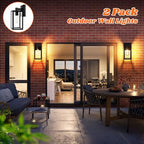 Brightever 2-Pack Outdoor Wall Lantern, Exterior Waterproof Wall Sconce Light Fixtures, Black Outside Wall Lights with Clear Glass for House, Porch, Front Door, Garage, Patio, Bulbs Not Included - Image 6