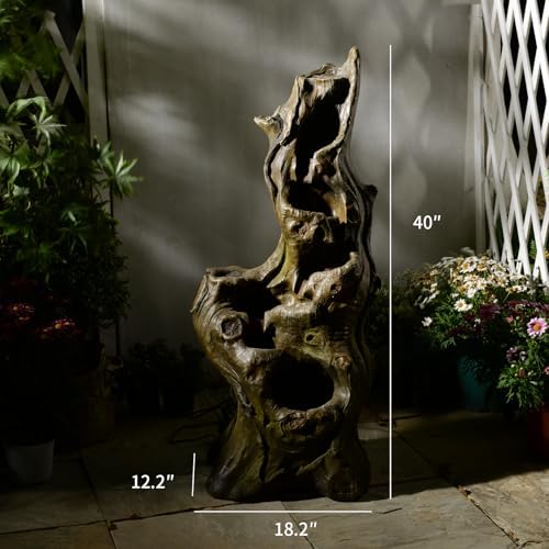 Sunlinua Water Fountain Outdoor, 5-Tier Cascading Realistic Tree Waterfall - Image 2