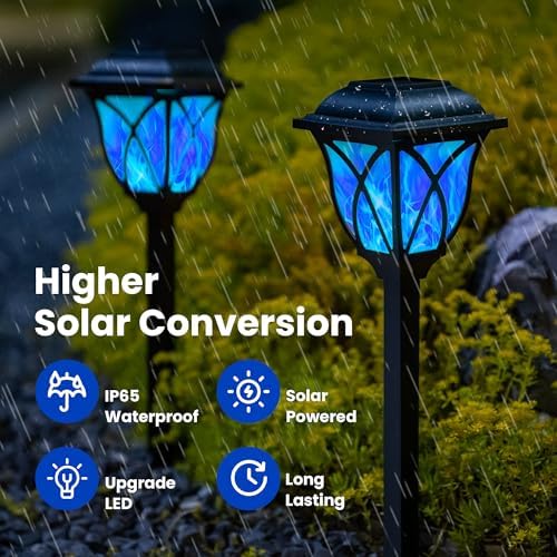 Solar Lights Outdoor Garden Decor Solar Torch Lights Solar Lights Outdoor Waterproof 8 Pack Flickering Flame LED Lights Outdoor Decor for Porch, Garden, Camp, Path, Yard, Patio, Balcony - Image 2