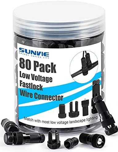 SUNVIE Landscape Lighting Connectors Waterproof 12-16 Gauge Low Voltage Wire Connector for Landscape Lights Outdoor Path Lights Work with Malibu Paradise and Other Low Voltage Lighting, 80 Pack by SUNVIE