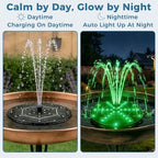 Solar Fountain for Bird Bath with 4 Fixed Rods & 7 LED Colors - Image 3